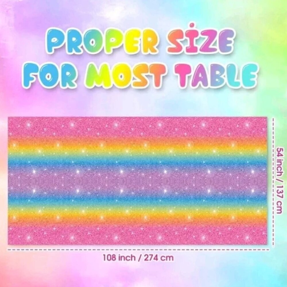 2pc Pastel Rainbow 🌈 Table Cover Rectangle Tablecloth Plastic Party Birthday